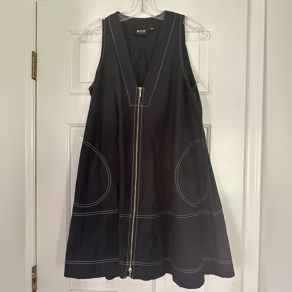 Anthropologie Maeve Black A-Line V-Neck Mini Dress Size M